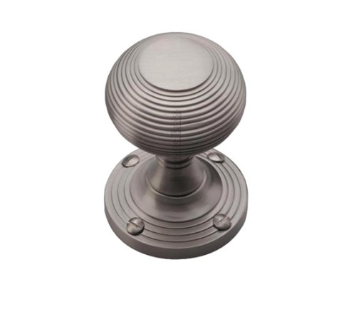 REEDED MORTICE DOOR KNOBS ON FACE FIXED ROSE